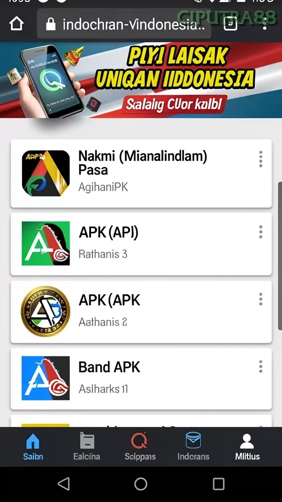 Cuplikan layar FUNGAME777 — menu navigasi