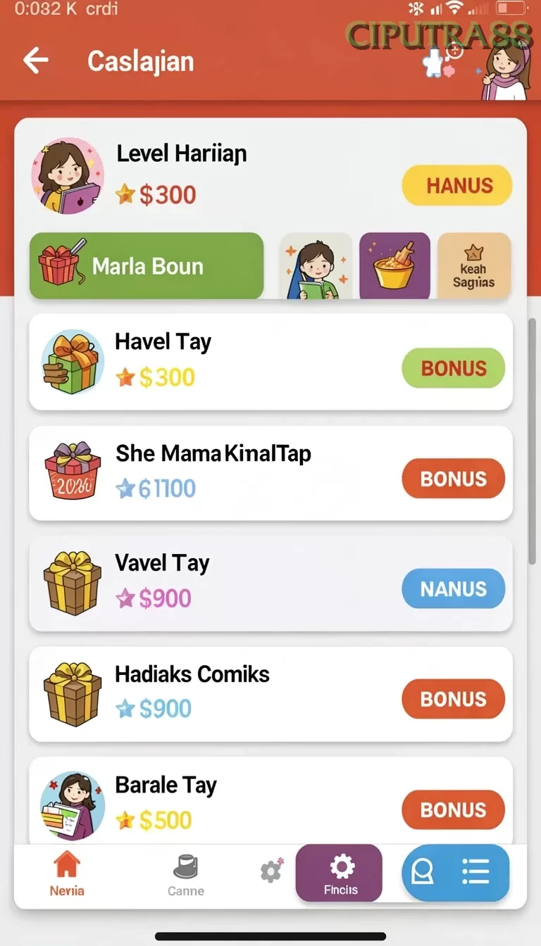 Cuplikan layar REMI101 — menu navigasi